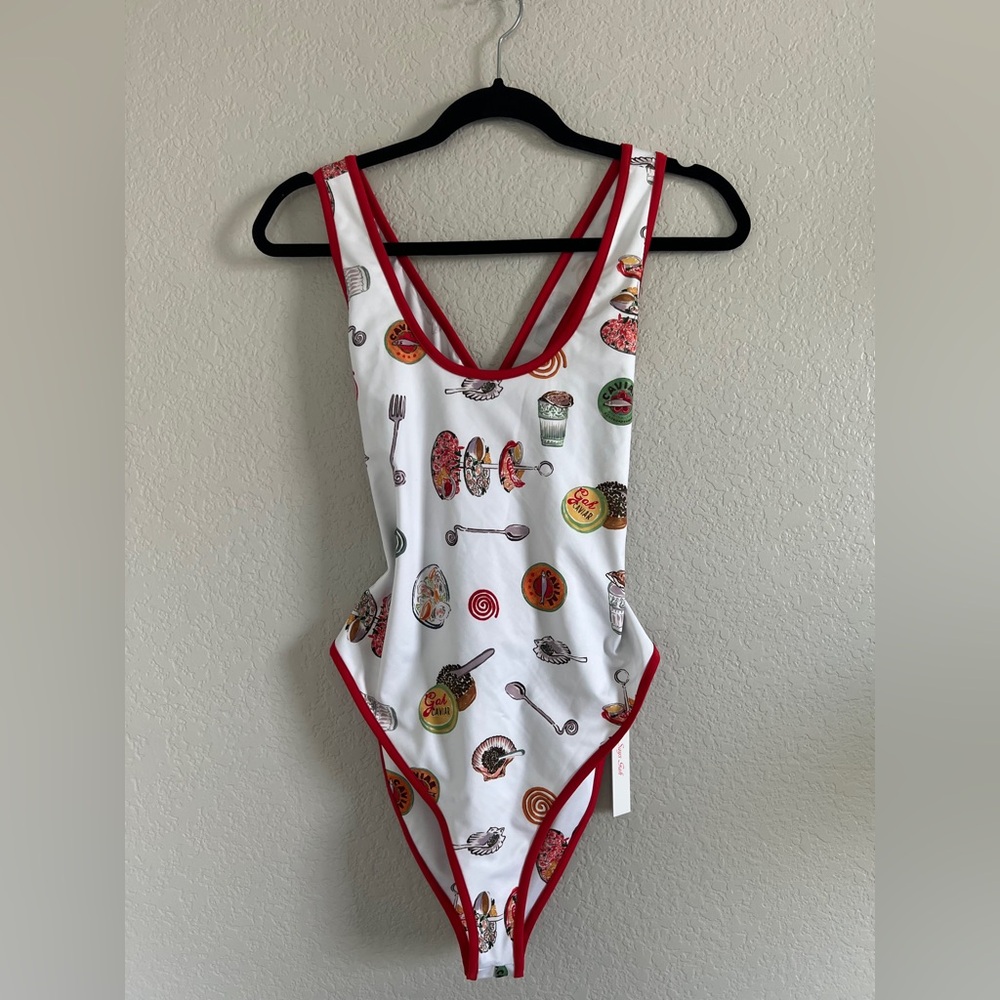 NWT Lisa Says Gah Bo One Piece Caviar Dream Criss Cross Back. Size M - Picture 6 of 12